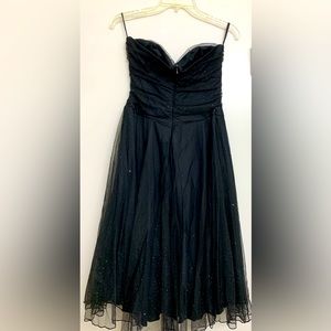 Black strapless tule dress with silver speckles by speechless